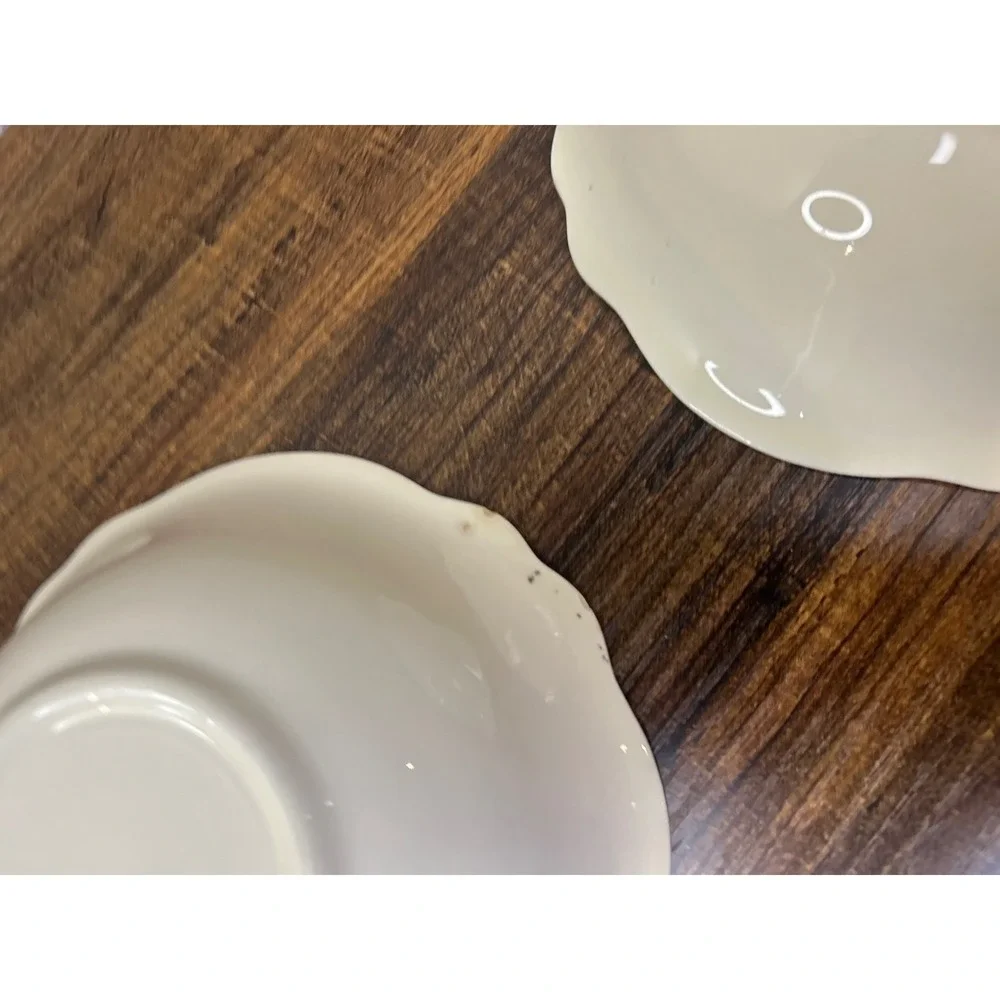 Homer Laughlin Virginia Rose Cream Bowls Set of 2 Scalloped Rim‎ Floral Detail